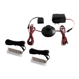 Set of plastic LED clips for lighting glass shelves with foot switch 2pcs 110-240VAC 6 cm white light, black wire LEDUA