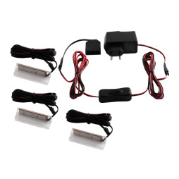 Set of plastic LED clips for lighting glass shelves with manual switch 3pcs 110-240VAC 6 cm white light, black wire LEDUA