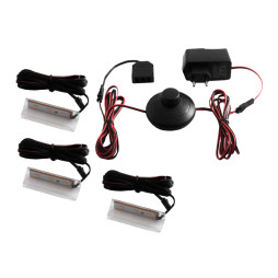 Set of plastic LED clips for lighting glass shelves with foot switch 3pcs 110-240VAC 6 cm white light, black wire LEDUA