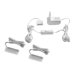 Set of plastic LED clips for lighting glass shelves with manual switch 2pcs 110-240VAC 6 cm blue light, white wire LEDUA