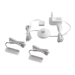 Set of plastic LED clips for lighting glass shelves with foot switch 2pcs 110-240VAC 6 cm blue light, white wire LEDUA