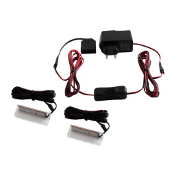 Set of plastic LED clips for lighting glass shelves with hand switch 2pcs 110-240VAC 6 cm blue light, black wire LEDUA