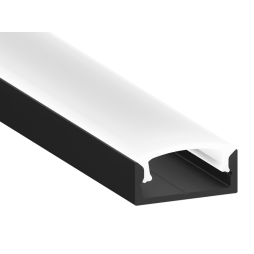 Aluminum profile for LED strip AL-65 2 meters black surface-mounted LEDUA
