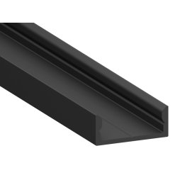 Aluminum profile for LED strip AL-65 2 meters black surface-mounted LEDUA