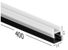 LED lamp for glass shelves "N4-4-400" 400mm 12V 4W 400lm COB 6000K white light black body, black wire 2m LEDUA