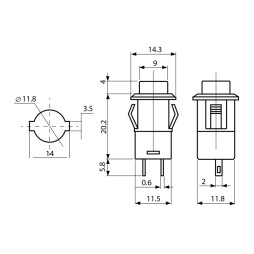 Round button white OFF-(ON)/DS-227K LEDUA