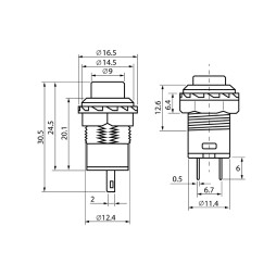 Button round red with latch ON-OFF/DS-228 LEDUA