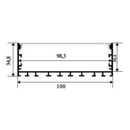 Aluminum profile for LED strip AL-24-1 2 meters anodized surface-mounted suspended LEDUA