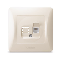 Single CAT3 telephone socket, cream VIDEX BINERA VF-BNSK1TF3-CR