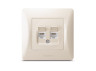Double CAT6+CAT6 computer socket, cream VIDEX BINERA