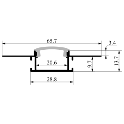 Aluminum profile for LED strip for plasterboard flexible AL-105 3 meters anodized for plaster LEDUA