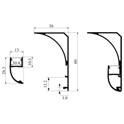Aluminum profile for LED strip, ceiling, floor skirting board AL-106 3 meters white LEDUA