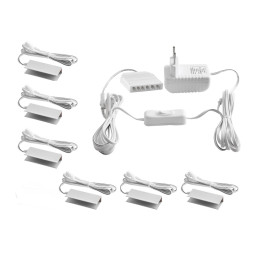 Set of aluminum LED clips for lighting glass shelves with manual switch 6pcs 220V RGB, white wire LEDUA