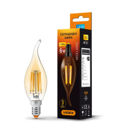 LED lamp VIDEX Filament C37FtA 6W E14 2200K bronze
