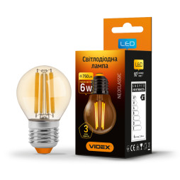 LED lamp VIDEX Filament G45FA 6W E27 2200K bronze