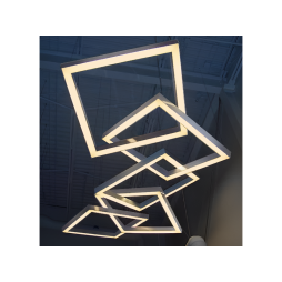 LED pendant lamp, ceiling "Quadra-chain" square 110-240V 450W 17300lm 3500k 1000*1000*5 pcs, external driver LEDUA