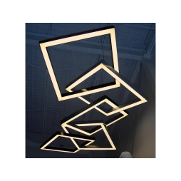 LED pendant lamp, ceiling "Quadra-chain" square 110-240V 450W 17300lm 3500k 1000*1000*5 pcs, black housing, external driver LEDUA