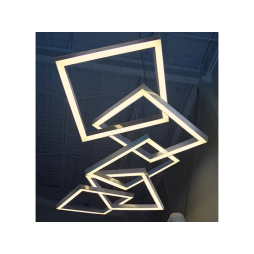 LED pendant lamp, ceiling "Quadra-chain" square 110-240V 450W 17300lm 4500k 1000*1000*5 pcs, external driver LEDUA