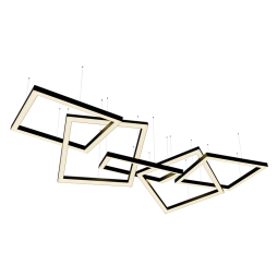 LED pendant lamp, ceiling "Quadra-chain" square 110-240V 450W 17300lm 4500k 1000*1000*5 pcs, black housing, external driver LEDUA