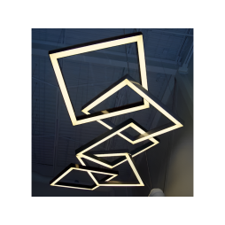 LED pendant lamp, ceiling "Quadra-chain" square 110-240V 450W 17300lm 4500k 1000*1000*5 pcs, black housing, external driver LEDUA