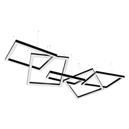 LED pendant lamp, ceiling "Quadra-chain" square 110-240V 450W 17300lm 6500k 1000*1000*5 pcs, black housing, external driver LEDUA