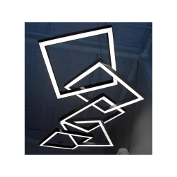 LED pendant lamp, ceiling "Quadra-chain" square 110-240V 450W 17300lm 6500k 1000*1000*5 pcs, black housing, external driver LEDUA