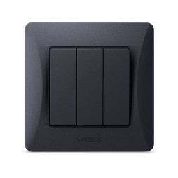 Three-button switch black graphite VIDEX BINERA