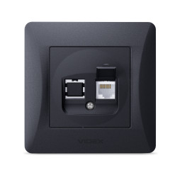 Single CAT6 computer socket black graphite VIDEX BINERA VF-BNSK1PC6-BG
