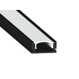 Aluminum profile for LED strip AL-37 1 meter black surface-mounted LEDUA