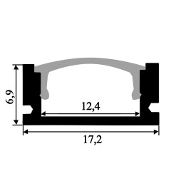 Aluminum profile for LED strip AL-37 2 meters black surface-mounted LEDUA