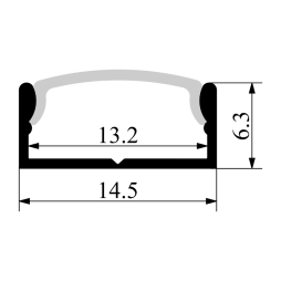 Aluminum profile for LED strip AL-02-2 1 meter black surface-mounted LEDUA