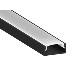 Aluminum profile for LED strip AL-02-2 1 meter black surface-mounted LEDUA
