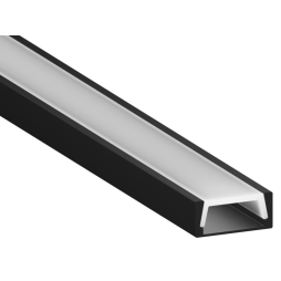 Aluminum profile for LED strip AL-02-2 2 meters black surface-mounted LEDUA