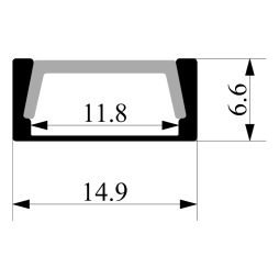 Aluminum profile for LED strip AL-02-2 2 meters black surface-mounted LEDUA