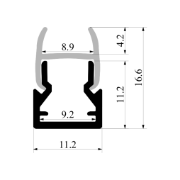 Aluminum profile for LED strip for glass AL-04-4 2 meters anodized LEDUA