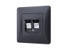 Double CAT6+CAT3 socket black graphite VIDEX BINERA
