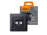 Double CAT6+CAT6 computer socket black graphite VIDEX BINERA