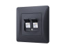 Double CAT6+CAT6 computer socket black graphite VIDEX BINERA