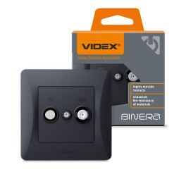 TV+SAT terminal socket black graphite VIDEX BINERA