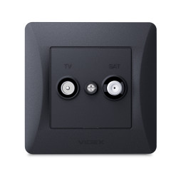 TV+SAT terminal socket black graphite VIDEX BINERA
