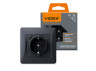 Single socket with grounding with USB+USB-C black graphite VIDEX BINERA