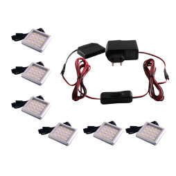 Set of LED square lamps for furniture 6pcs 12W 220V white light manual switch LEDUA
