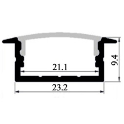 Aluminum profile for LED strip AL-16 1 meter anodized recessed LEDUA