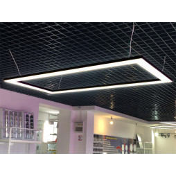 LED pendant lamp, ceiling "Tetragon" rectangle 220V 374W 31100lm 6000k 2000*1000 black LEDUA