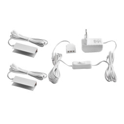 Set of aluminum LED clips for lighting glass shelves with manual switch 2pcs 220V green light, white wire LEDUA