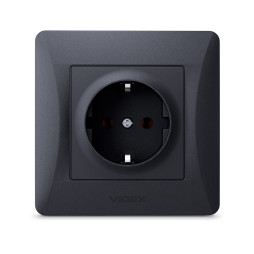 Single socket with grounding black graphite VIDEX BINERA
