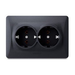 Double socket with grounding black graphite VIDEX BINERA
