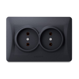 Double socket black graphite VIDEX BINERA