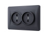 Double socket black graphite VIDEX BINERA