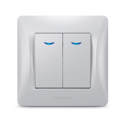 Two-button switch with backlight silver silk VIDEX BINERA